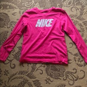 Girls Pink Nike long sleeve shirt